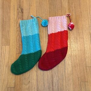 Colorful Knit Christmas Stocking Set
